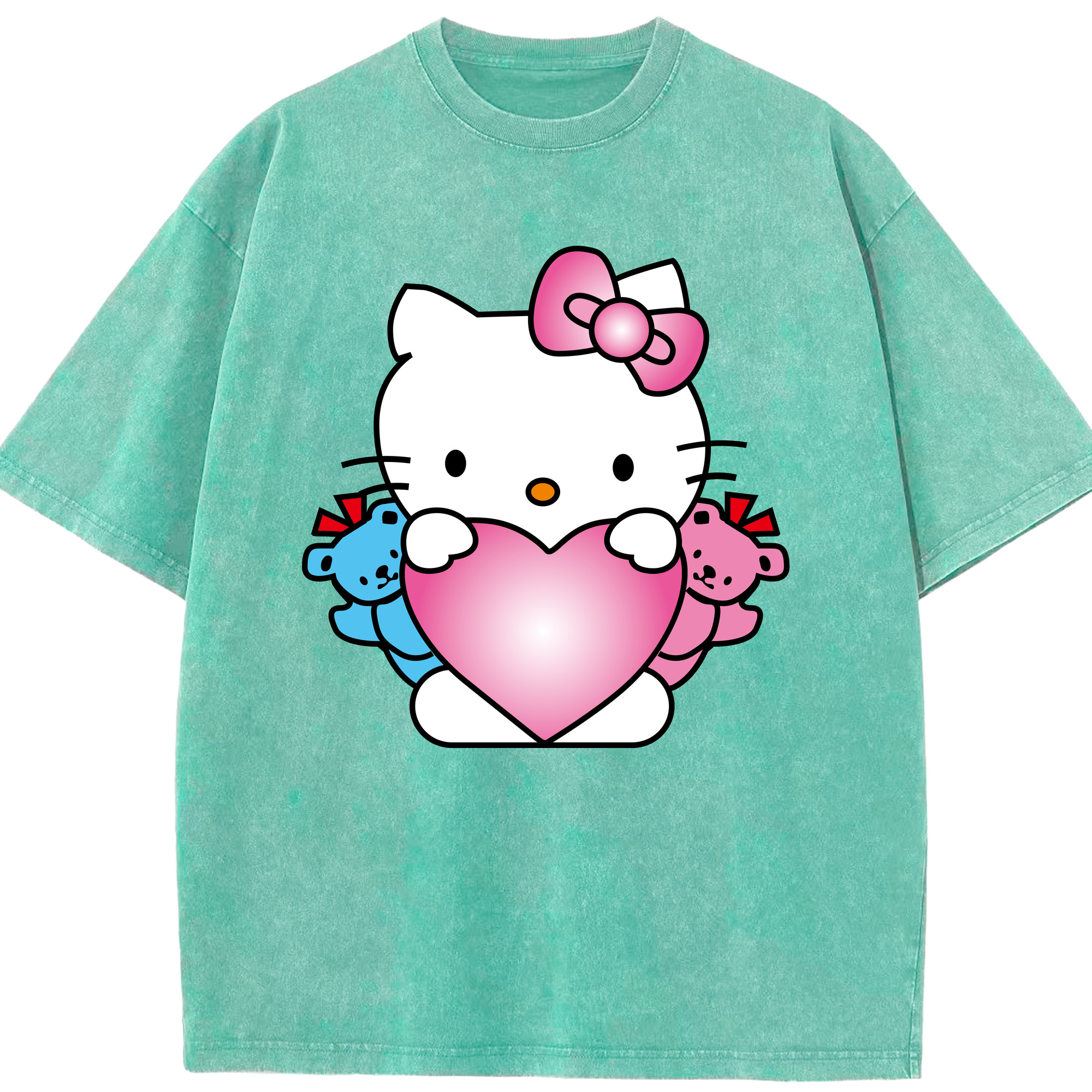 （画像用） Hello Kitty ハローキティ 綿100% ヴィンテージ風 半袖Tシャツ（フロントプリント）